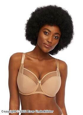 Stylish bra, smooth microfiber, wide shoulder straps, partially sheer cups, B to K-cup